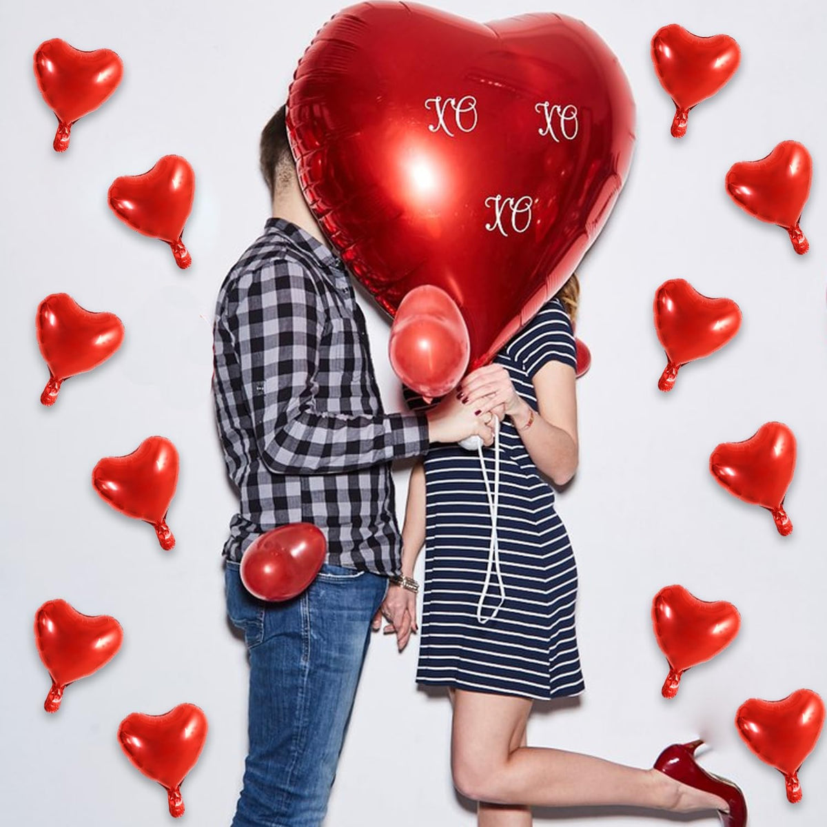 TONIFUL 30Pcs 10 Inch Red Heart Balloons Valentine’s Day Heart Shape Foil Mylar Balloons Decoration