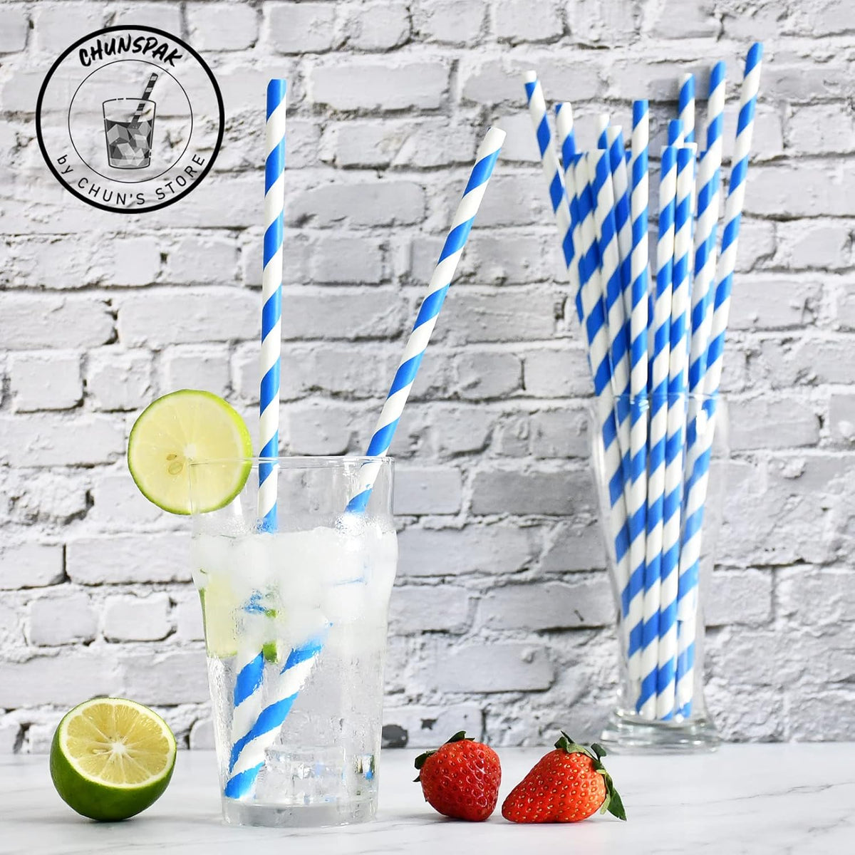 12 Inch Disposable Paper Drinking Straws Large and Tall, 8mm Wide - for Long Drinks, Smoothies