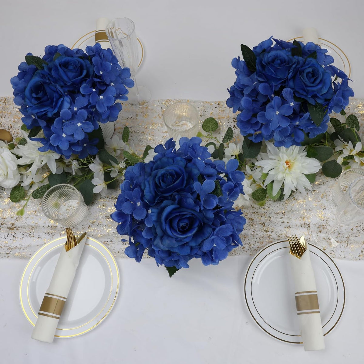 Flower Table Centerpieces - Set of 6 Floral Arrangement Artificial Wedding Hydrangeas Floral