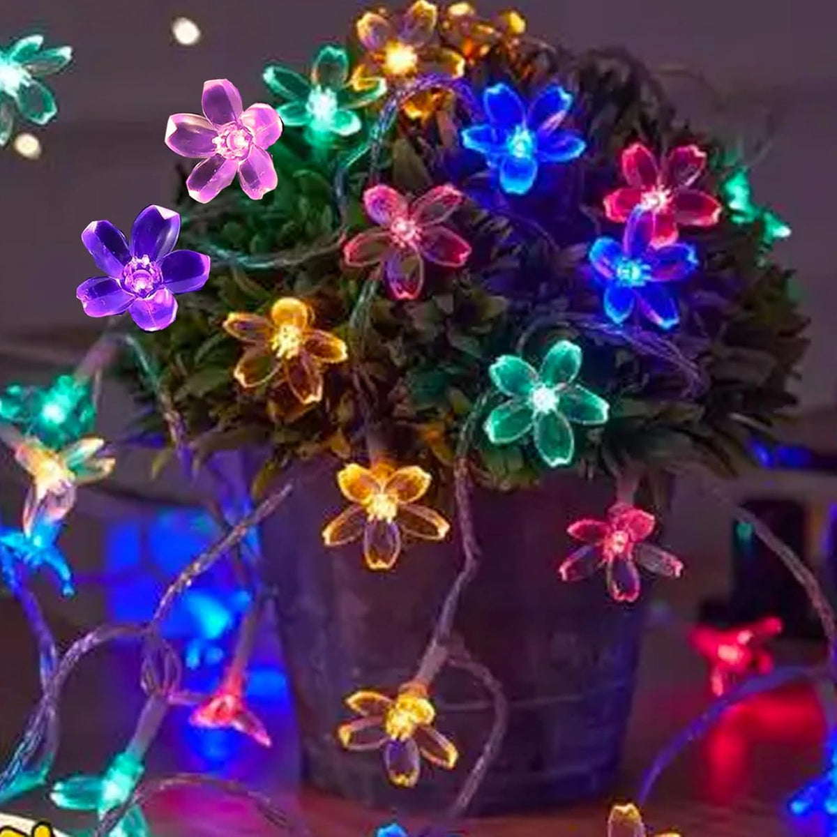 Battery Operated and USB Plug in Fairy Flower String Lights, 10ft 30 LED Cherry Blossom 8 Modes
