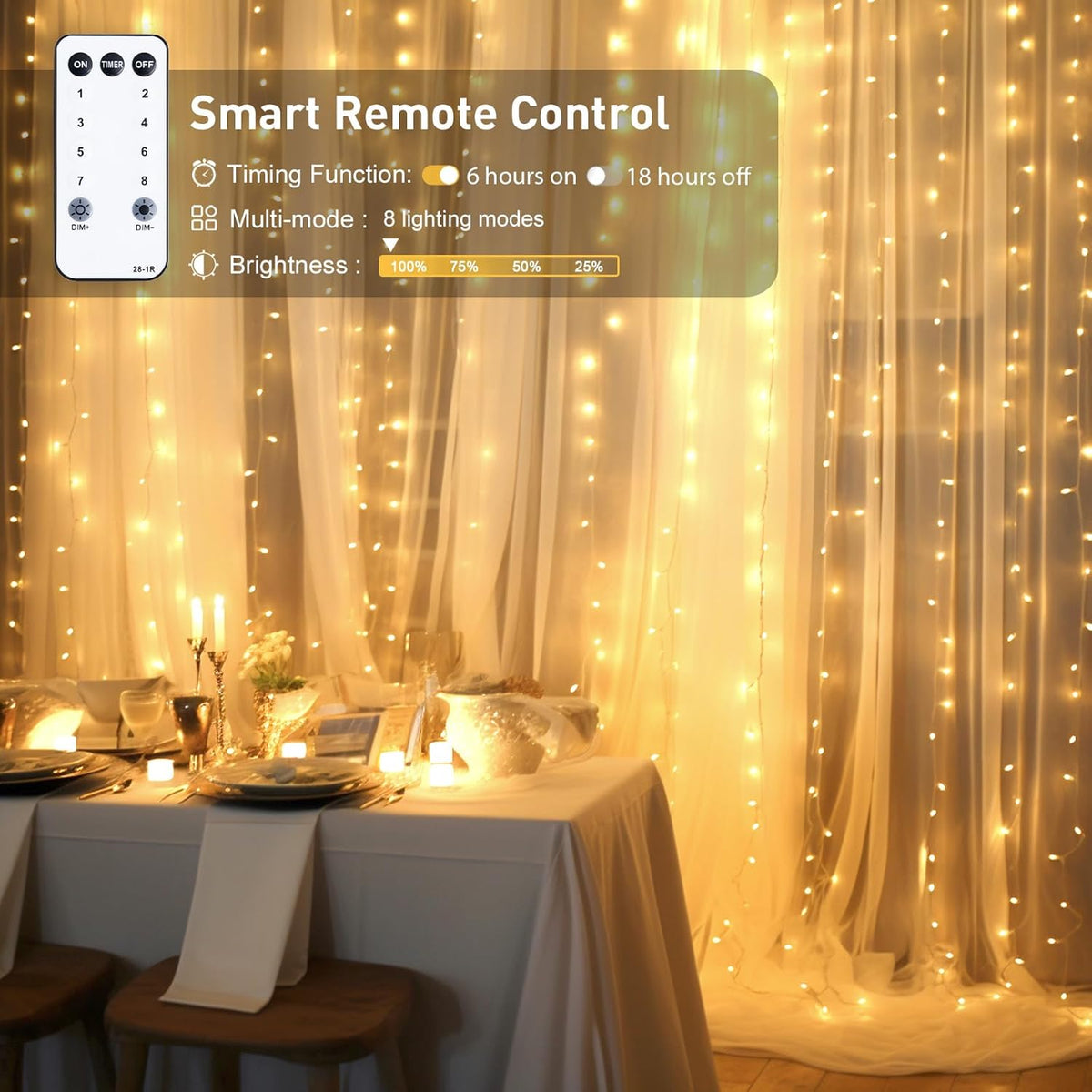 JMEXSUSS 900 LED Outdoor Christmas Curtain Lights, 9.5x29.5ft Christmas Lights Plug in with Remote