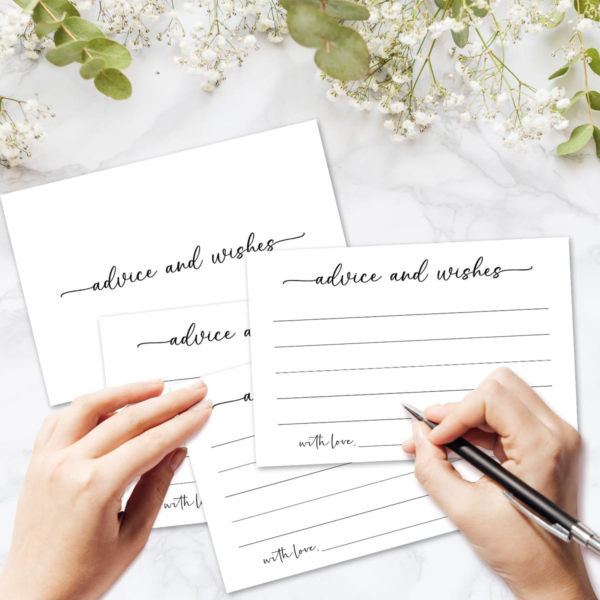 White Advice and Wishes Card, Advice Cards for The Bride and Groom, Bridal Shower,Wedding or Baby