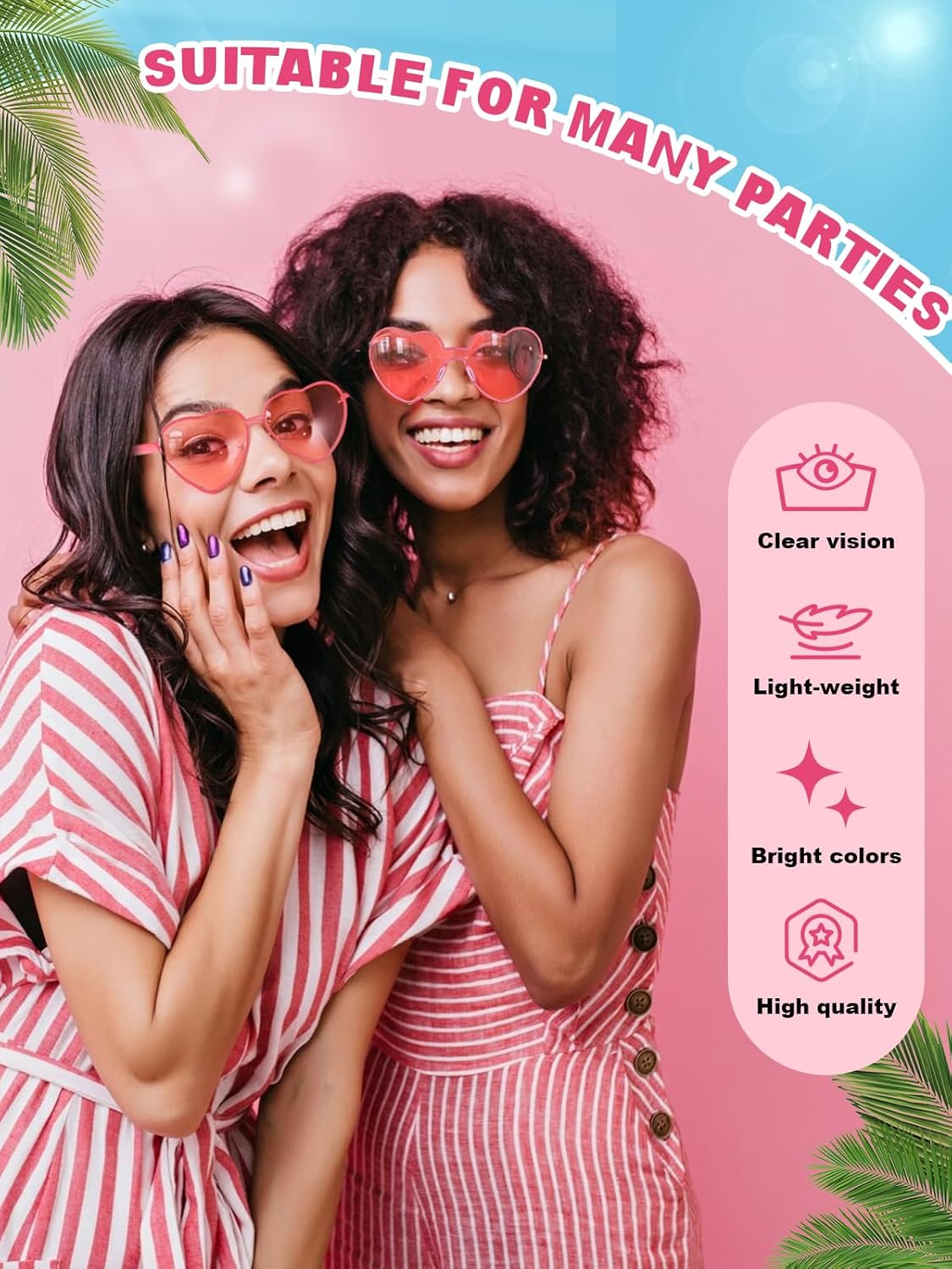 12 Pairs Heart Shaped Sunglasses for Women Colorful Glasses Fun Trendy Transparent Heart Sunglasses