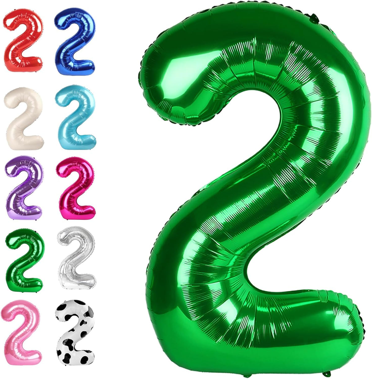 40 Inch Big Green Number 2 Balloon Birthday Decoration, Number 2 Helium Balloon 12 20 22 23 24 26