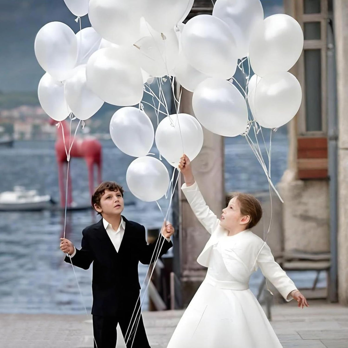 110pcs Pearl White Balloon 12 inch, Pearl white Latex Balloons for Birthday Party Baby Shower