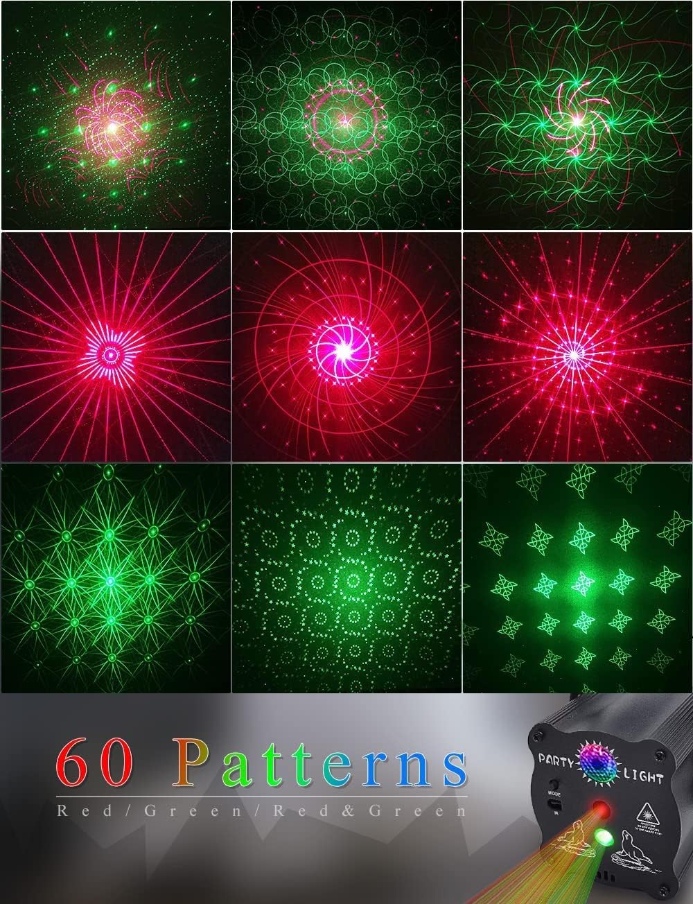 Party Lights DJ Disco Lights, Sound Activated with Remote Control for Dance Party Karaoke Living