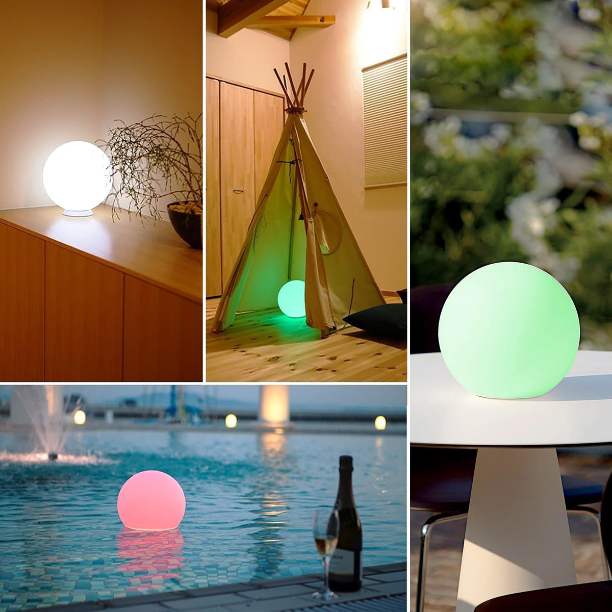 Mr.Go 10" Ultra-Fun Waterproof RGB Color-Changing LED Ball Light Orb Globe Lamp, Dimmable 16 Colors