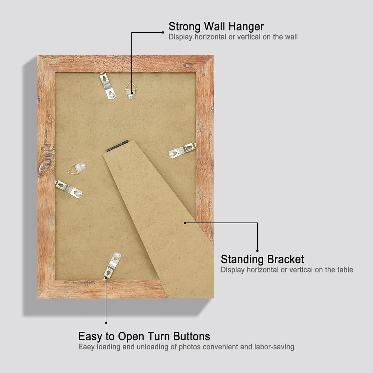 6x9 Picture Frame Set of 4, High Definition Real Glass Rustic Brown Frame, 6 x 9 Wood Photo Frames