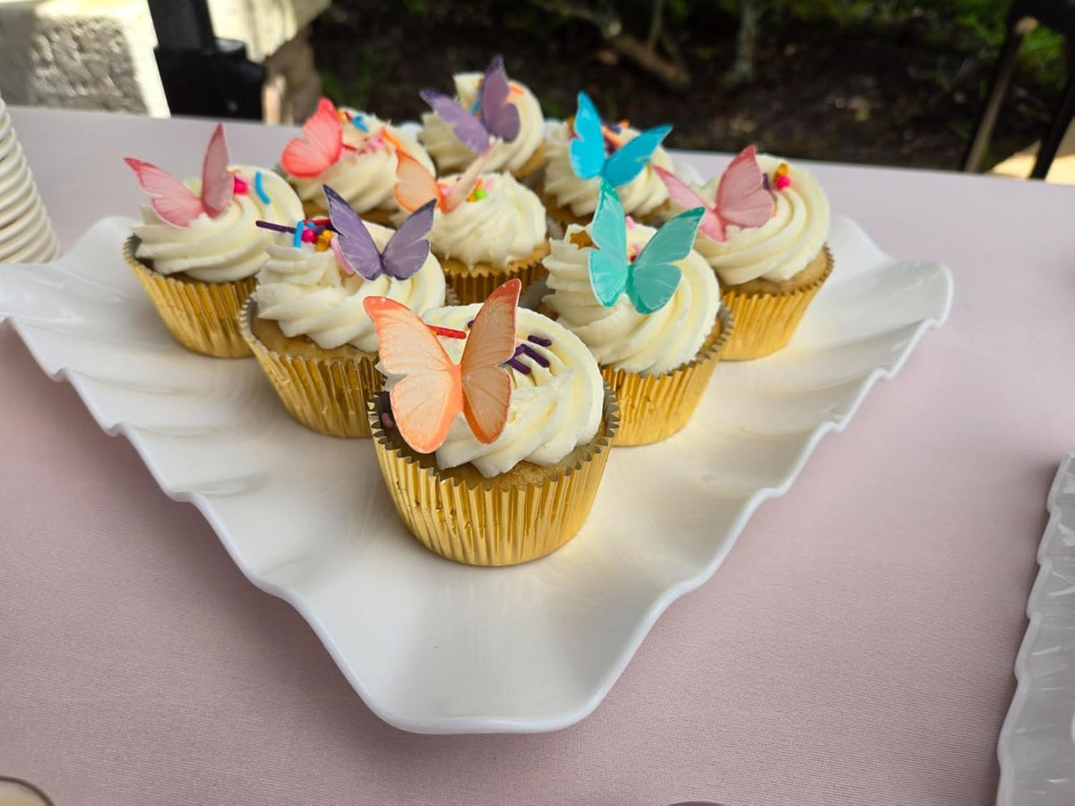 48Pcs Edible Butterflies Cake Toppers 2" Wafer Paper Butterfly for Cake Cupcake Decorations