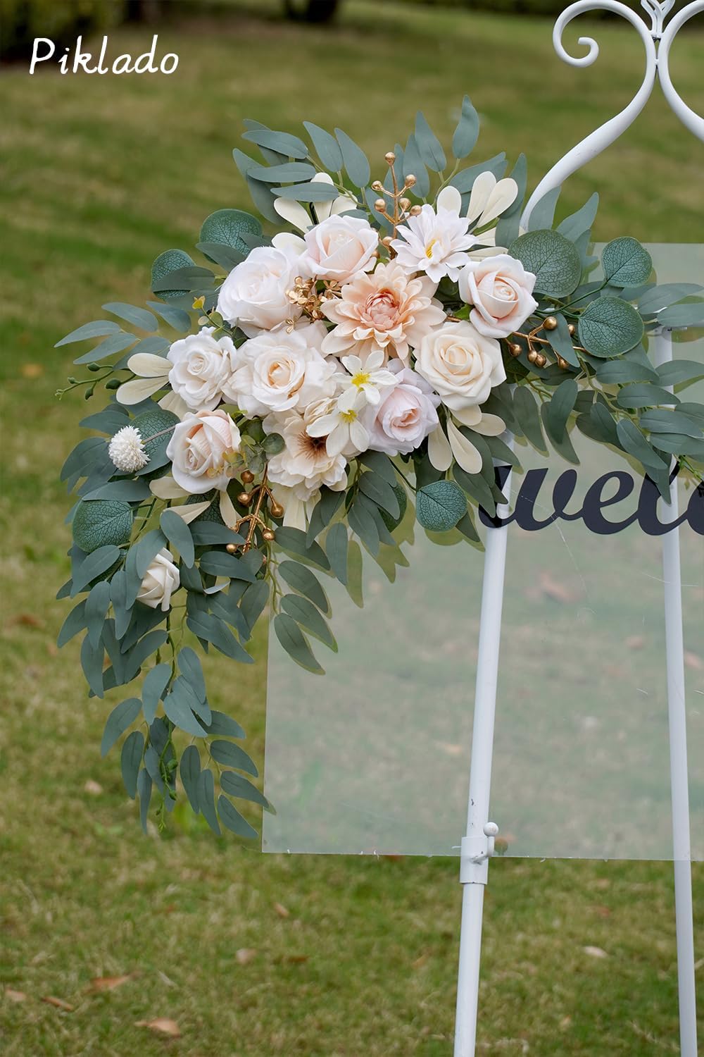 Faux Flower Swag Set of 2 for Wedding Welcome Signs Floral Swag Wedding Reception Ceremony Signs