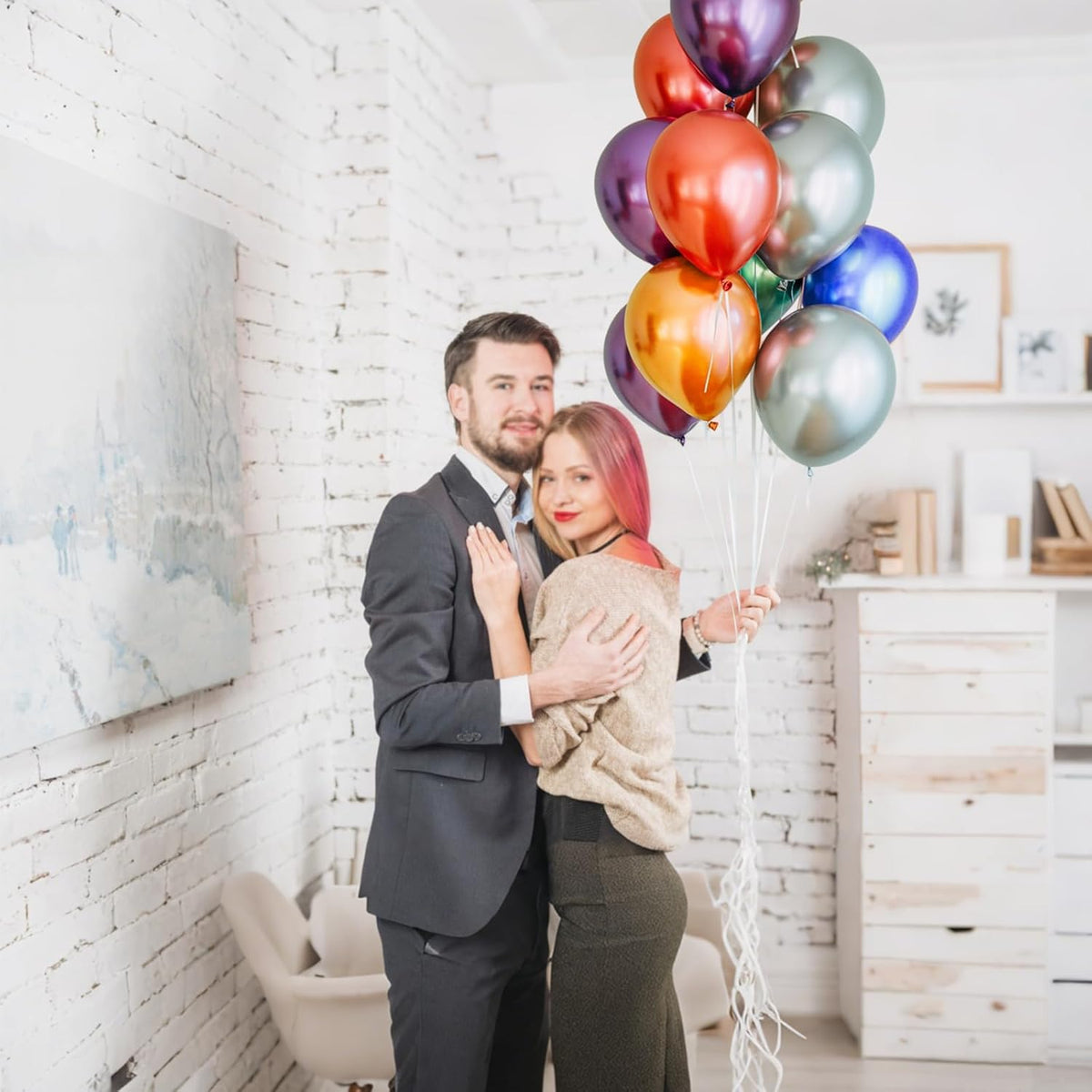110pcs Metallic Multi Balloons, Metallic Color Latex Balloons 12 inch, Multi Balloon for Birthday