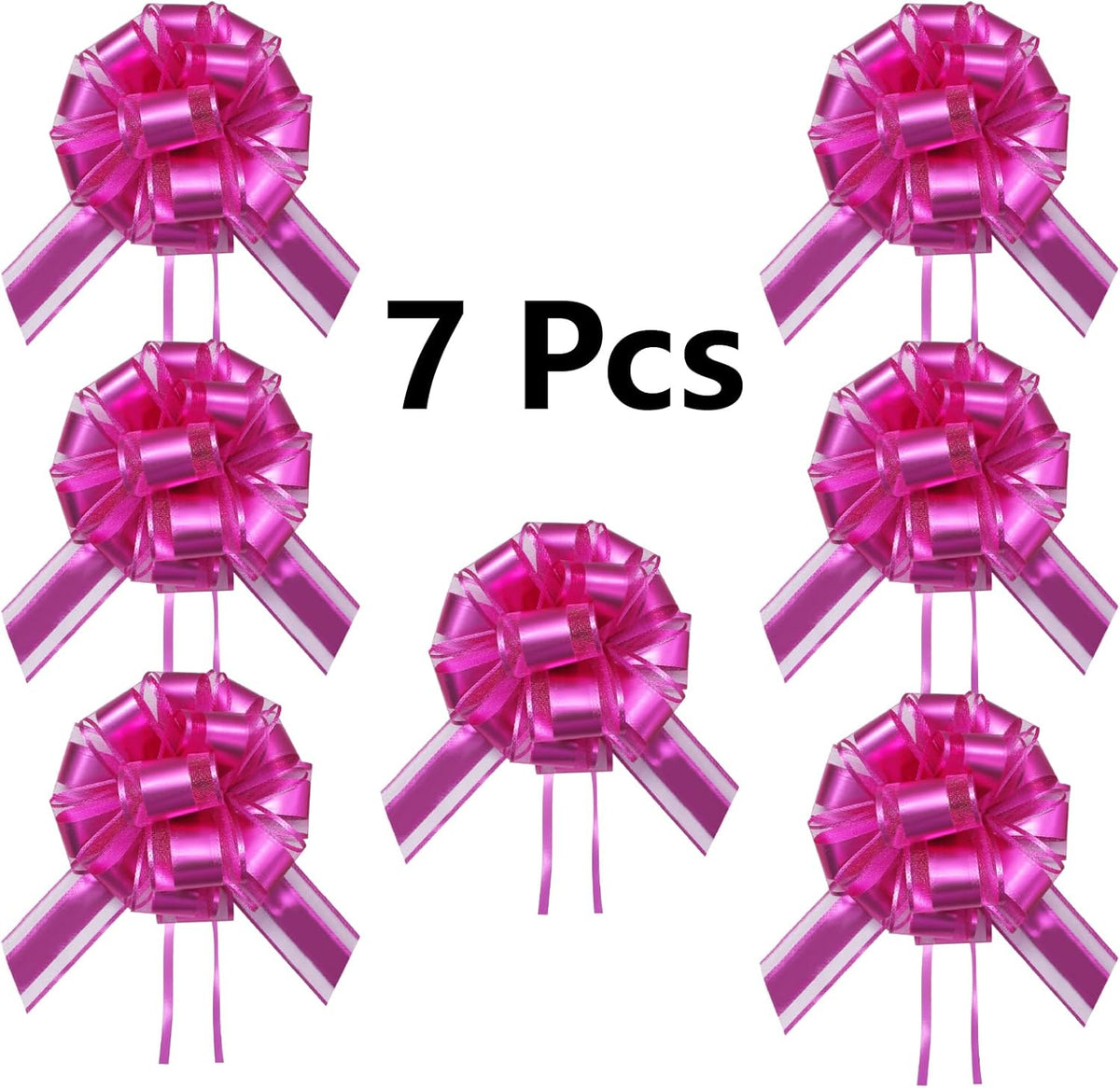 7 Pieces Large Pull Bows, 6 inche, Big Bow for Gift Wrapping, Christmas Party Birthday, Wedding
