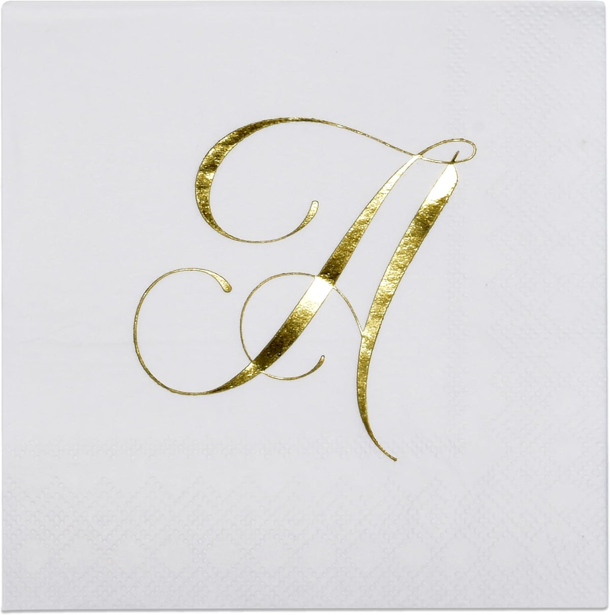 Gift Boutique 100 Gold Letter A Monogram Cocktail Napkins Disposable Paper Pack Elegant Metallic