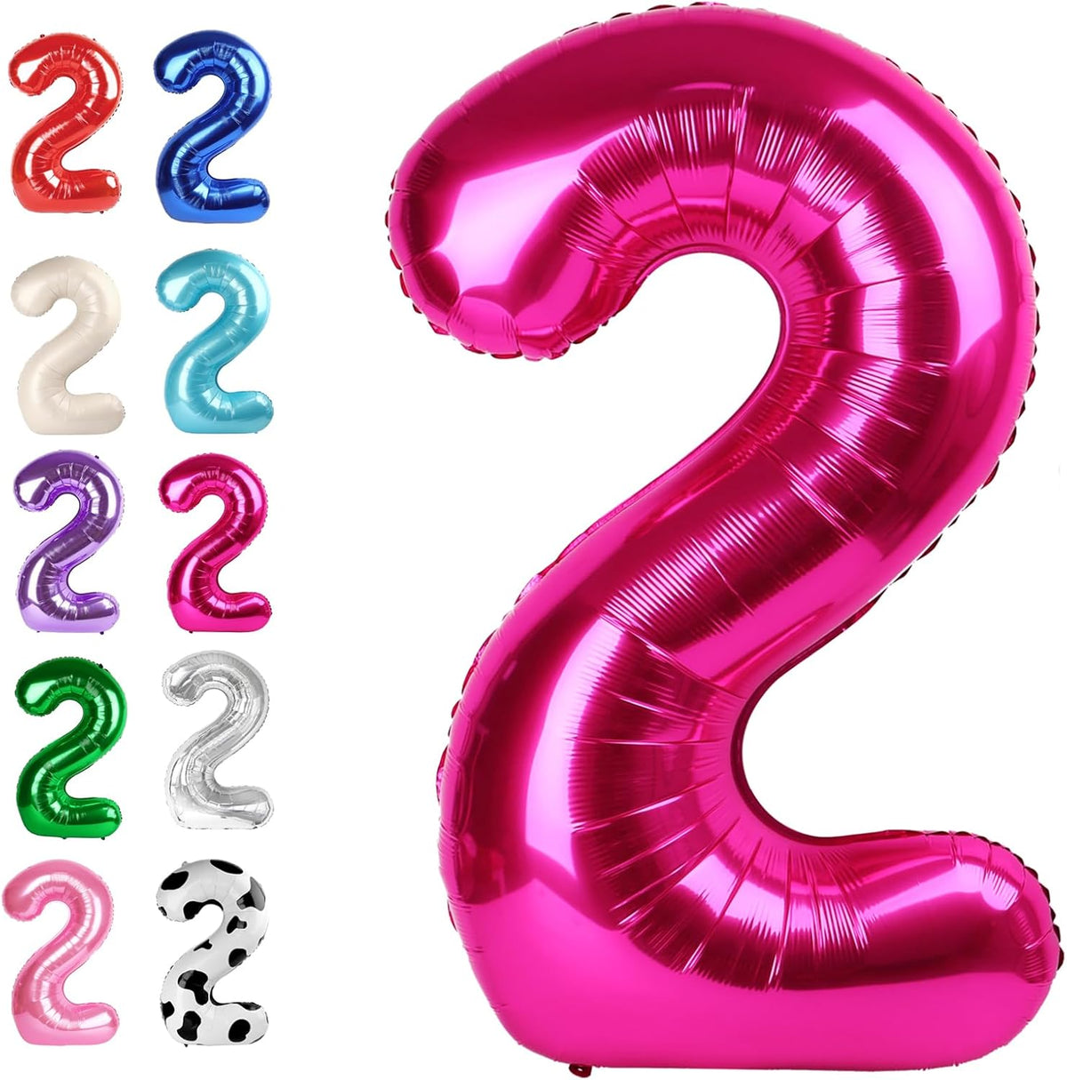 40 Inch Big Hot Pink Number 2 Balloon Birthday Decoration, Number 2 Helium Balloon 12 20 22 23 24