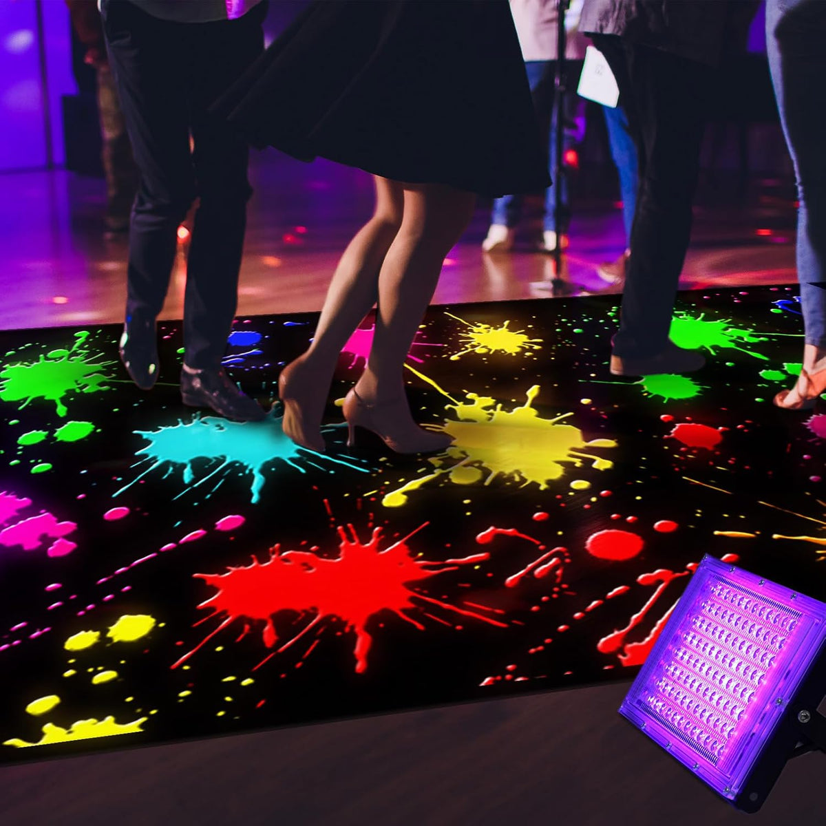 Haull 236 x 39 Inch Neon Light up Dance Floor Glow in The Dark Floor Runner Neon Party Decorations