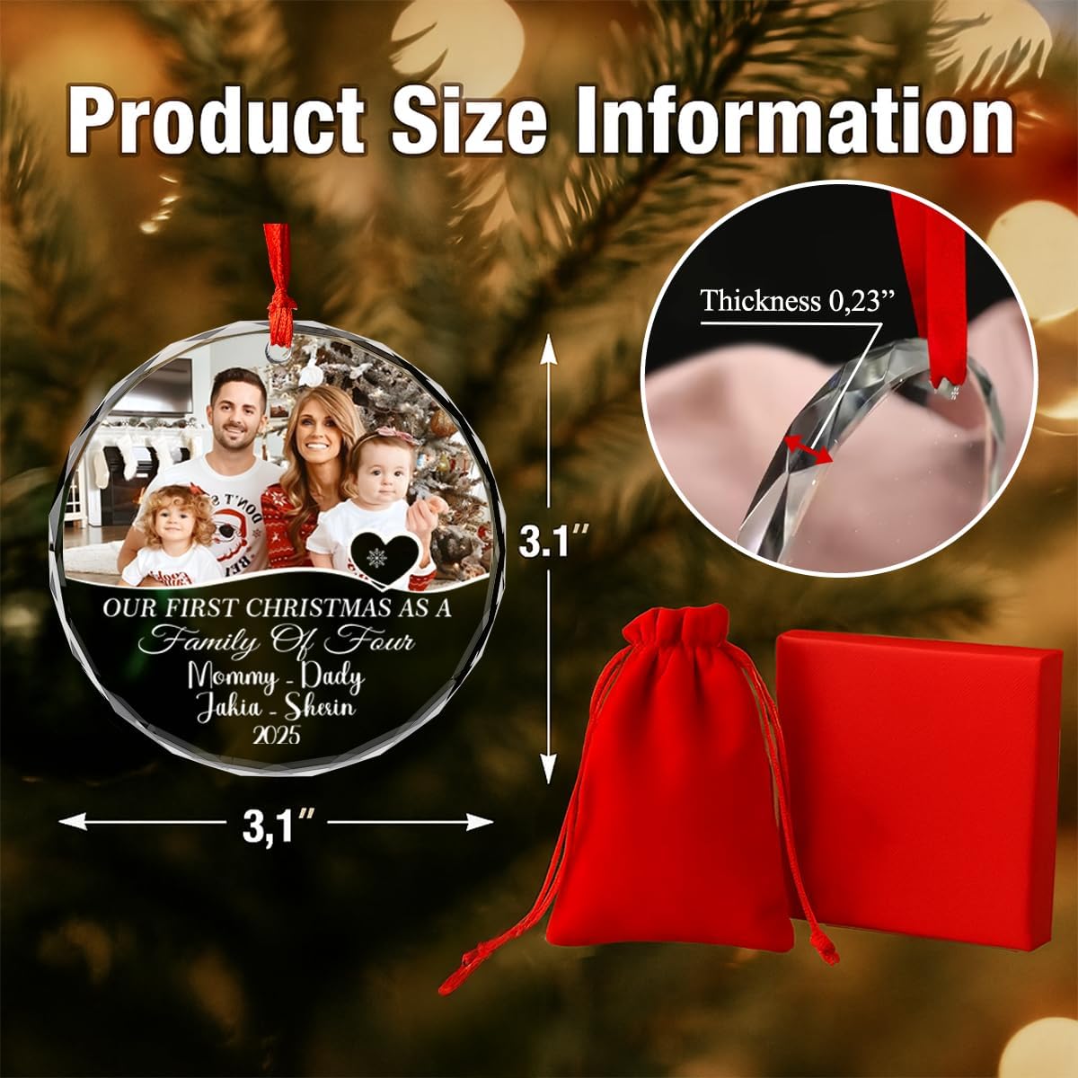 Personalized Christmas Ornaments with Names, Couple Glass Ornament, Custom Wedding Gifts for