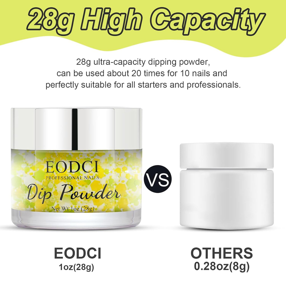 Glitter Dip Powder, Sprinkle On Glitter Collection Dipping Powder - Yellow Green -No Lamp required
