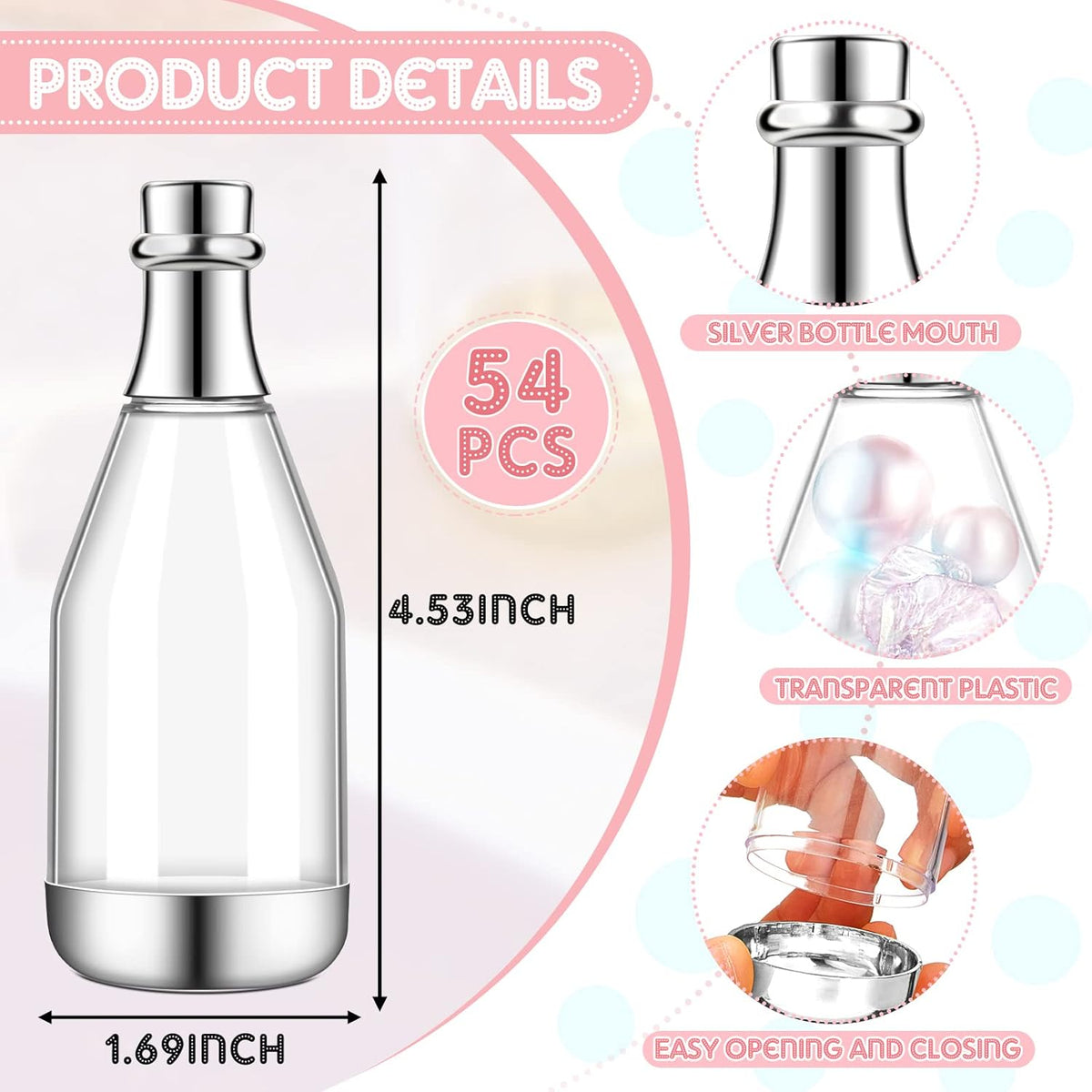 Cunhill 54 Pieces Champagne Candy Bottles Bridal Shower Favors Mini Baby Bottle for Baby Shower
