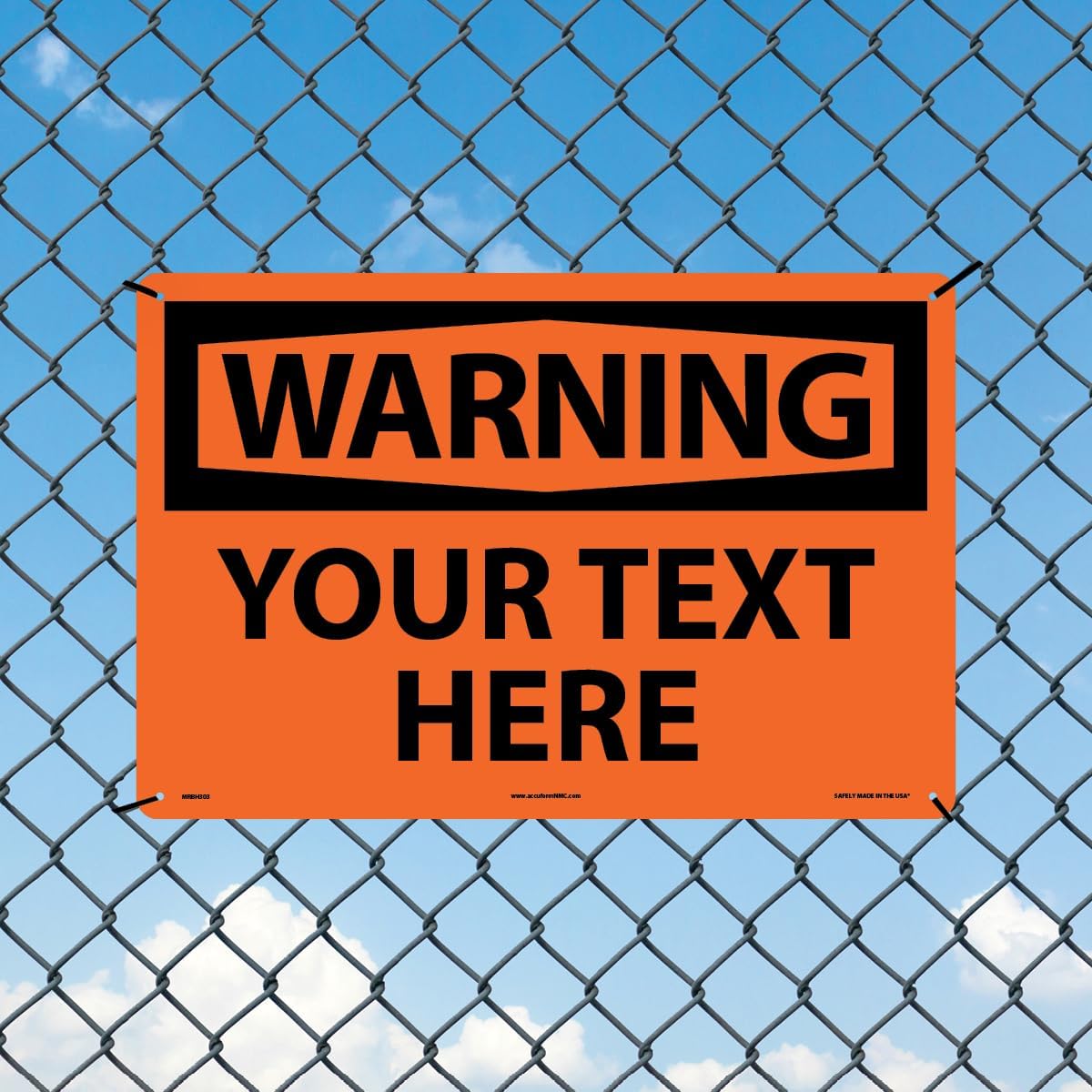 Custom OSHA Style Warning Sign 12" x 18" Aluminum Sign, Customizable "Your Text Here", by