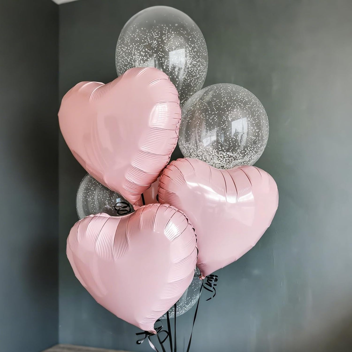 Baby Pink Heart Balloons, 18 Inch Pink Heart Shape Balloon, 12PCS Large Pastel Pink Helium Foil