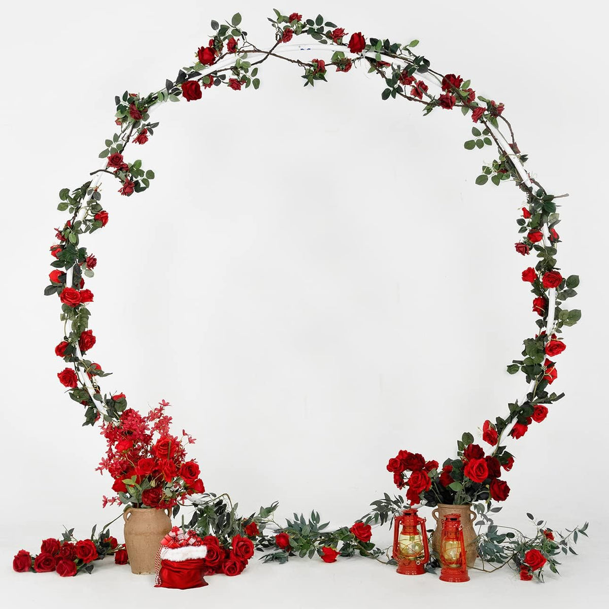 Round Backdrop Stand Circle Arch, 6.5ft White Metal Balloon Arch Kit for Party Decoration Wedding