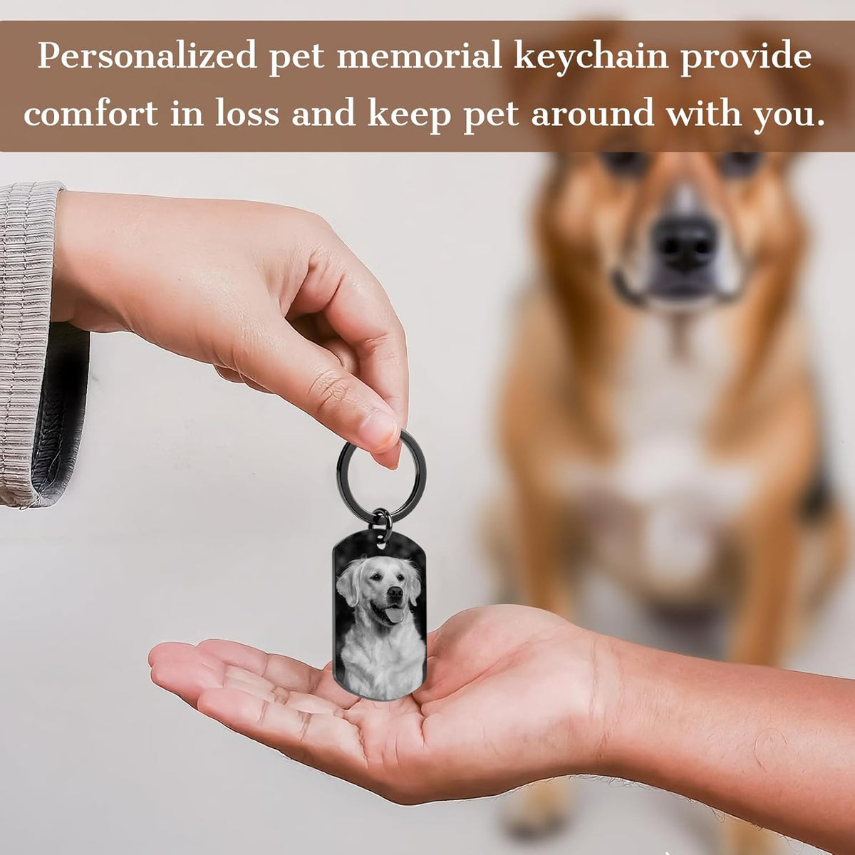Custom Dog Memorial Photo Keychain Personalized Sympathy Gifts for Loss of Dog Memorial Passing