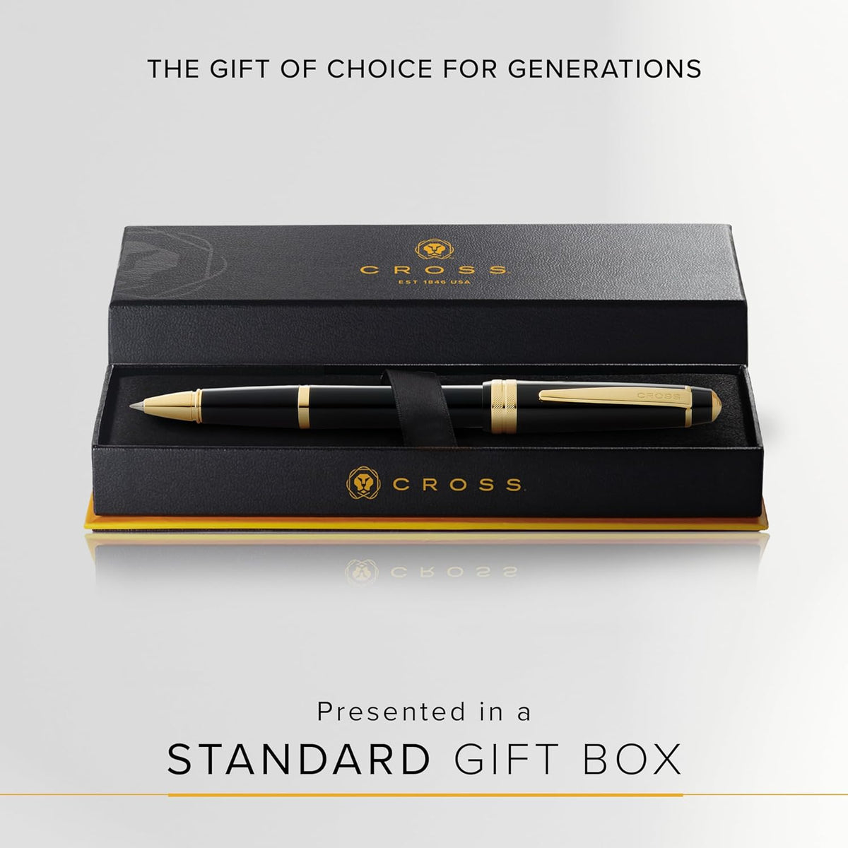 Cross Bailey Light Refillable Rollerball Pen Presented in a Everyday Gift Box - Medium Point, Black