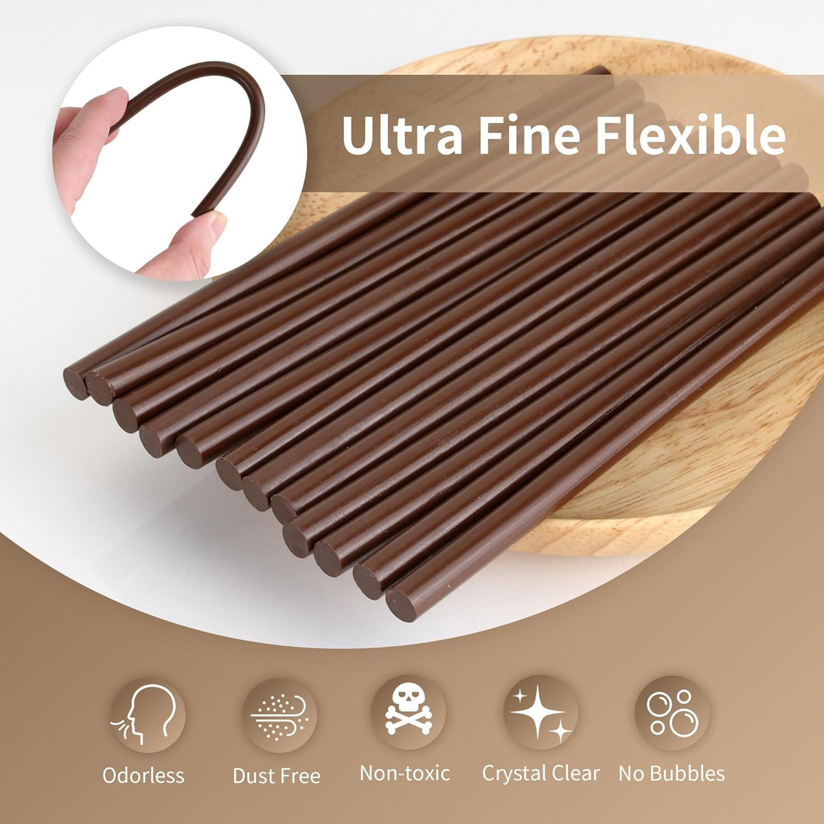 MATUFF Brown Hot Glue Sticks Mini 0.27" x 5.9 inches, Hot Melt Mini Colored Glue Sticks for All