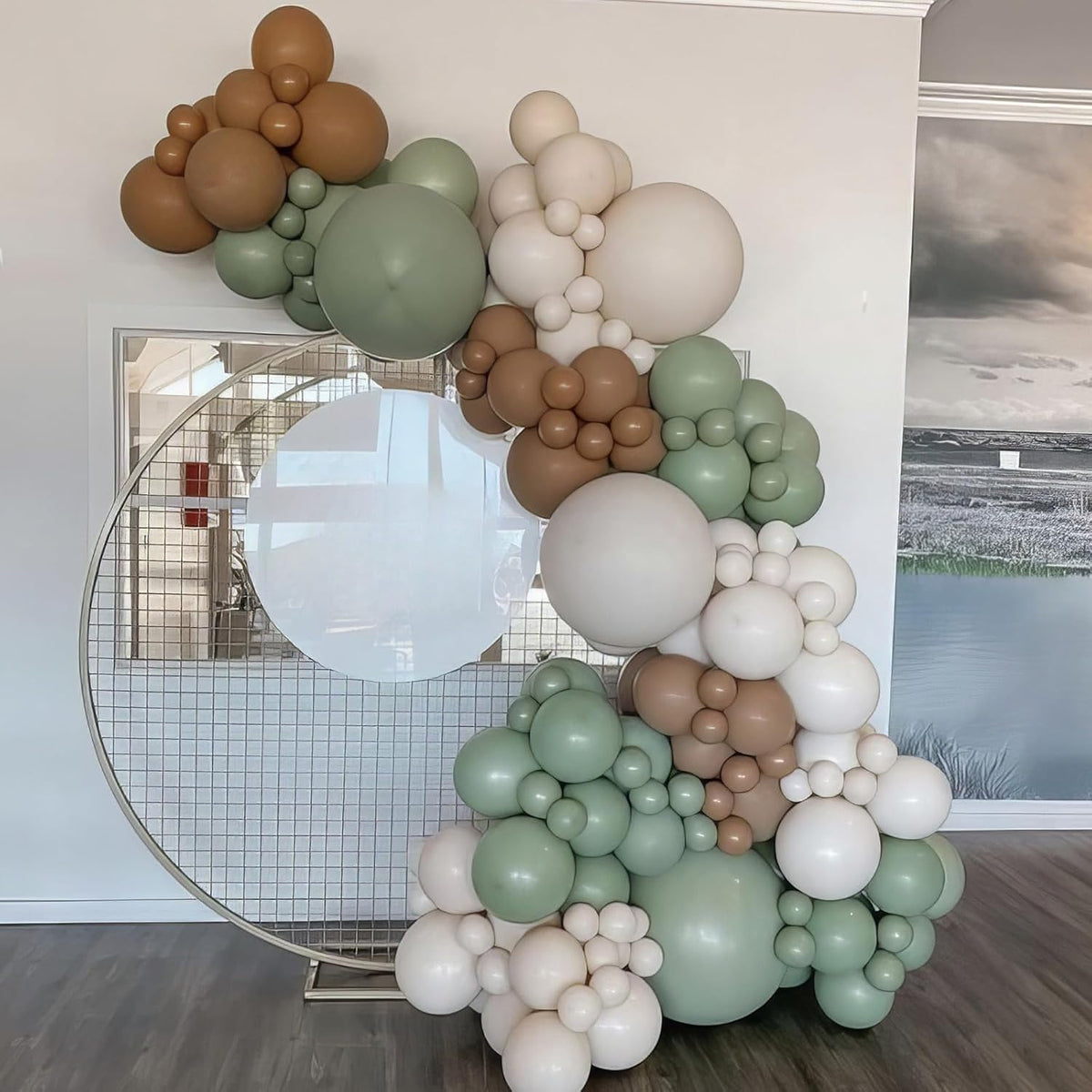 Sage Green and Brown Balloons, 50pcs Green Brown White Balloons, Coffee Beige Ivory Sand White