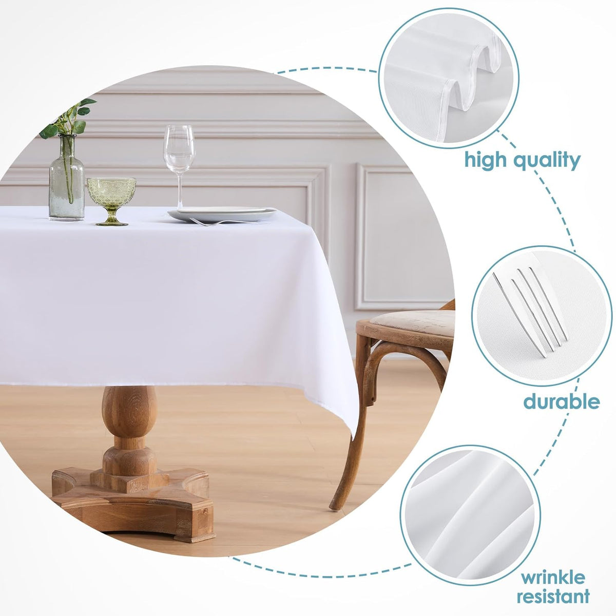 VidaFete Square Tablecloth 2 Pack 52 x 52 Inch Tablecloths Stain Wrinkle Resistant Polyester Dining