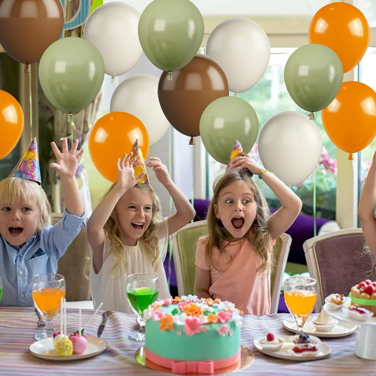 Sage Green and Orange Balloons, 12 Inch Green Brown Orange Balloons Olive Green Brown Beige Jungle
