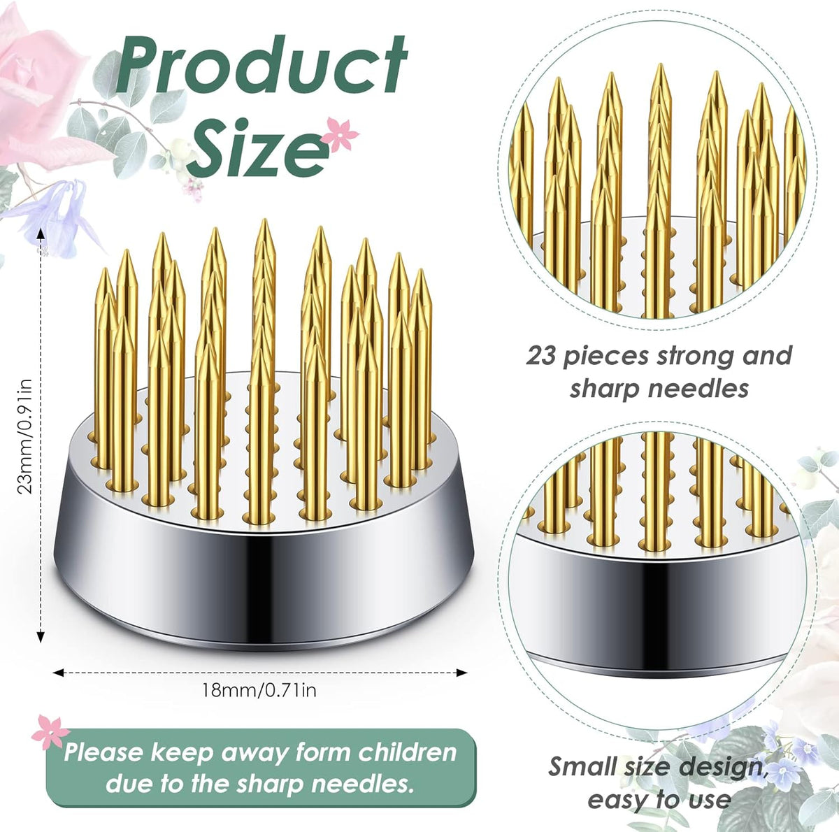 Kritkin 24 Pieces Flower Frogs Holder Mini Floral Round Flower Japanese Arranger Fixed Pin Holder