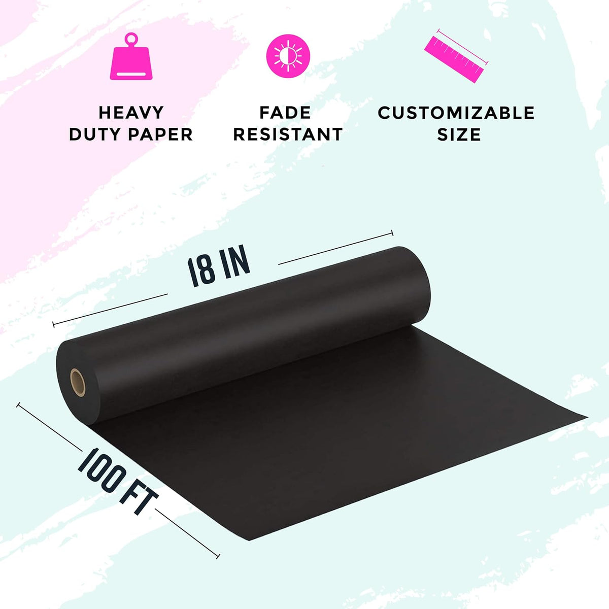 Bryco Goods Black Kraft Paper Roll - 18 Inch x 100 Feet - Ideal for Packing, Shipping, Arts &