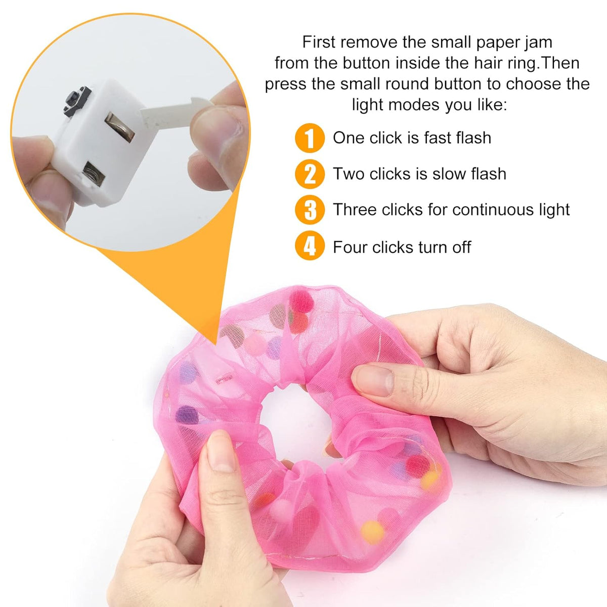 8 LED Scrunchies - Light Up Hair Accessories for Women, Girls - Glow in the Dark Hair Ties & Bands