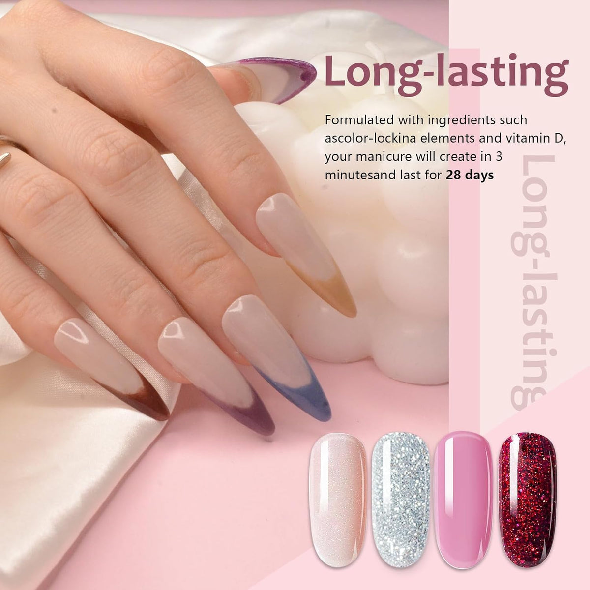Dip Powder Nail Kit Starter, 30 Colors Dip Nails Skin Nude Brown White Green Glitter, Dark Color