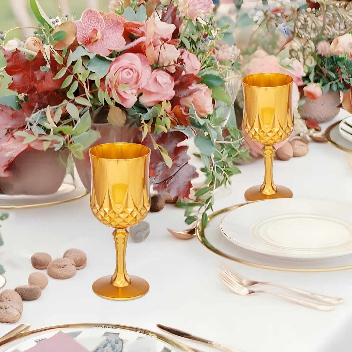 JLYLOL Plastic Vintage Wine Glasses 7OZ Plastic Goblets Vintage Drinking Glasses 12PCS Retro