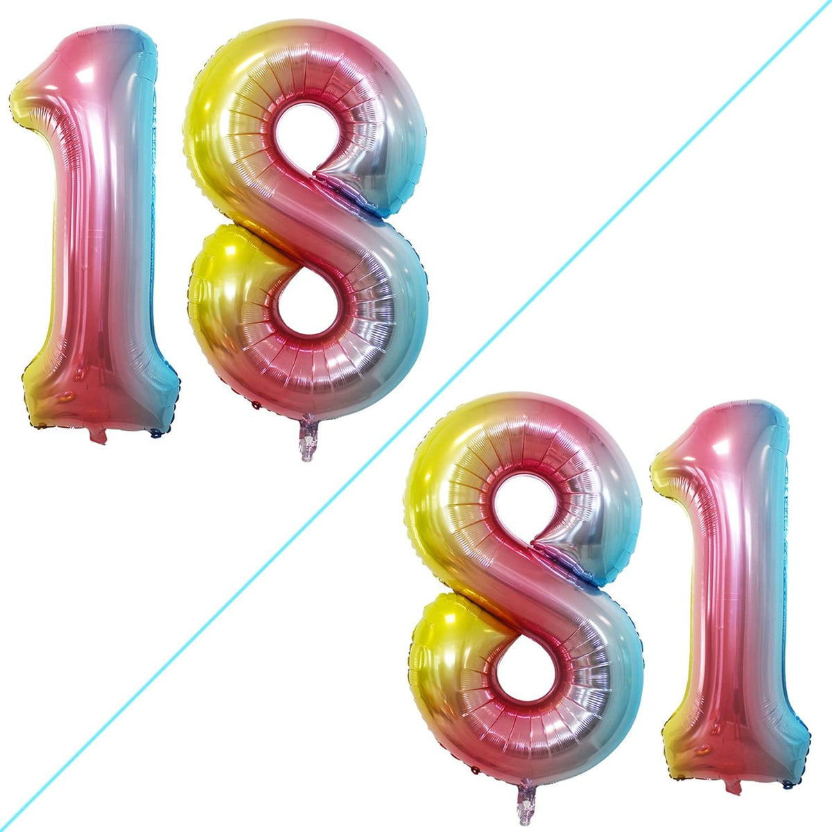 GOER Number 18 Balloons for 18th Birthday Sweet 18 Party Decorations,42 Inch Jumbo Foil Helium 81