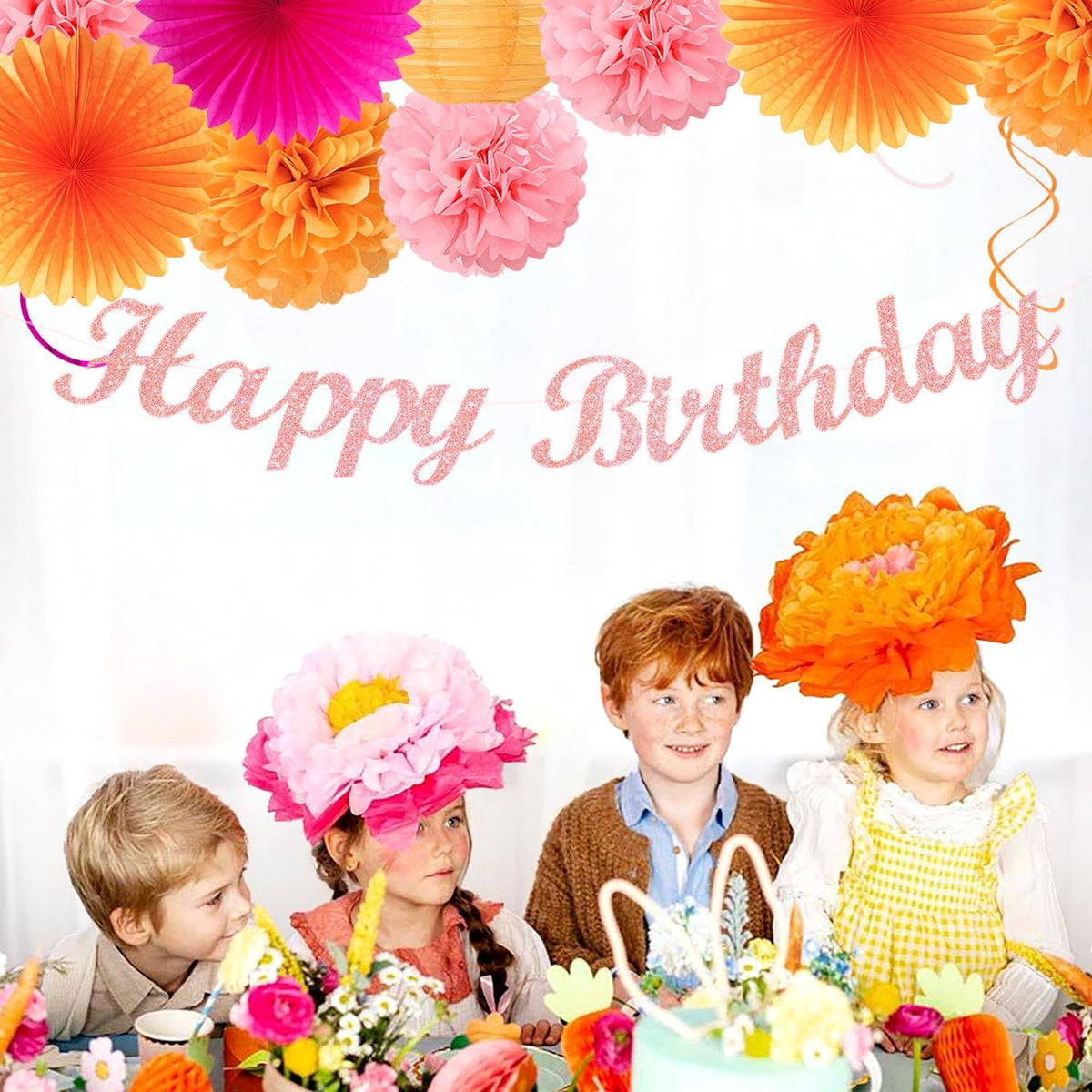 Hot-Pink Orange 21st Happy-Birthday Party-Decorations - 31pcs Sweet 16 18th Women Girls Paper