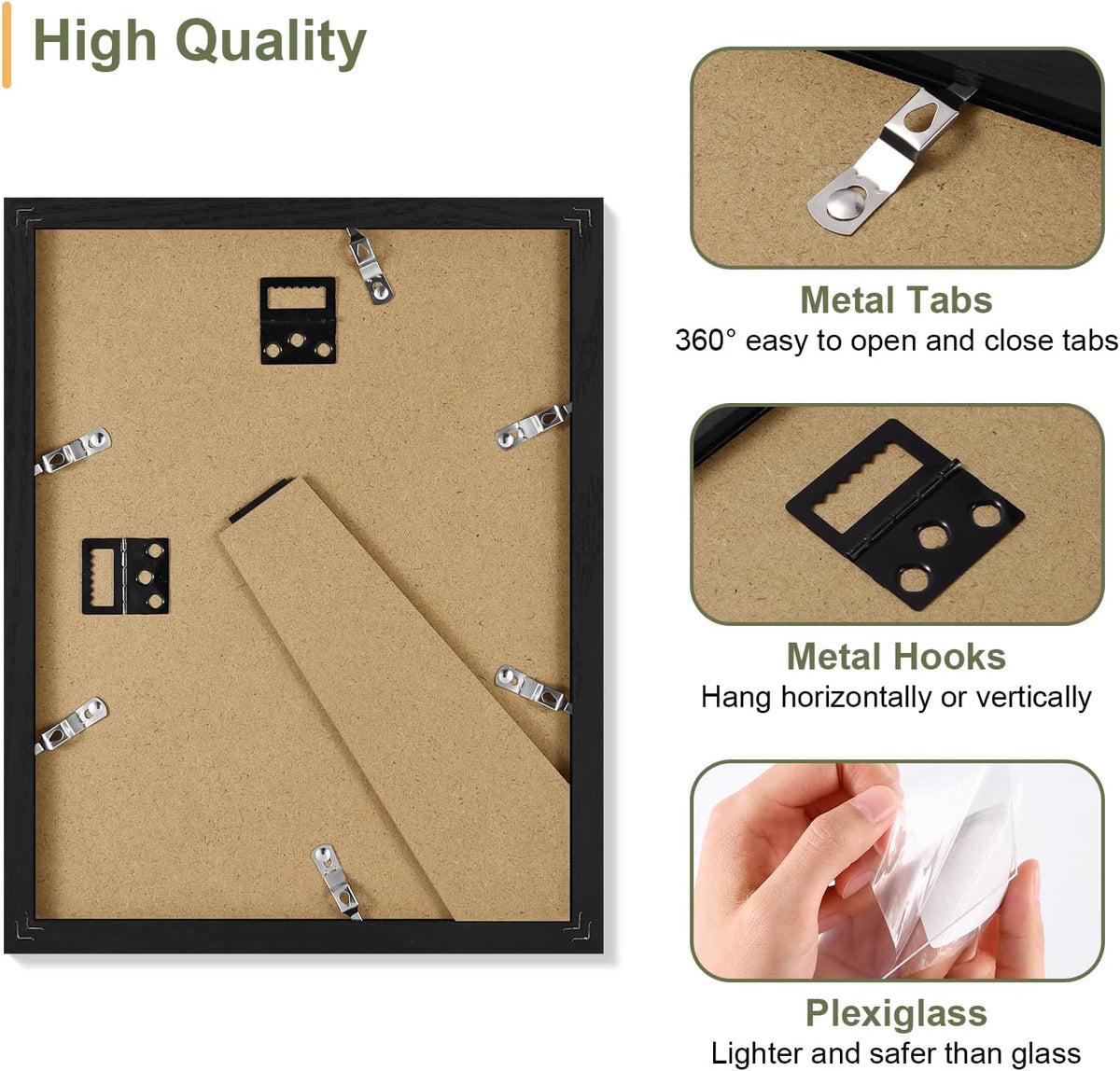 Vittanly 8.5x11 Collage Picture Frame, Displays 2Pcs 5x7 Pictures with Mat, Picture Frames Collage