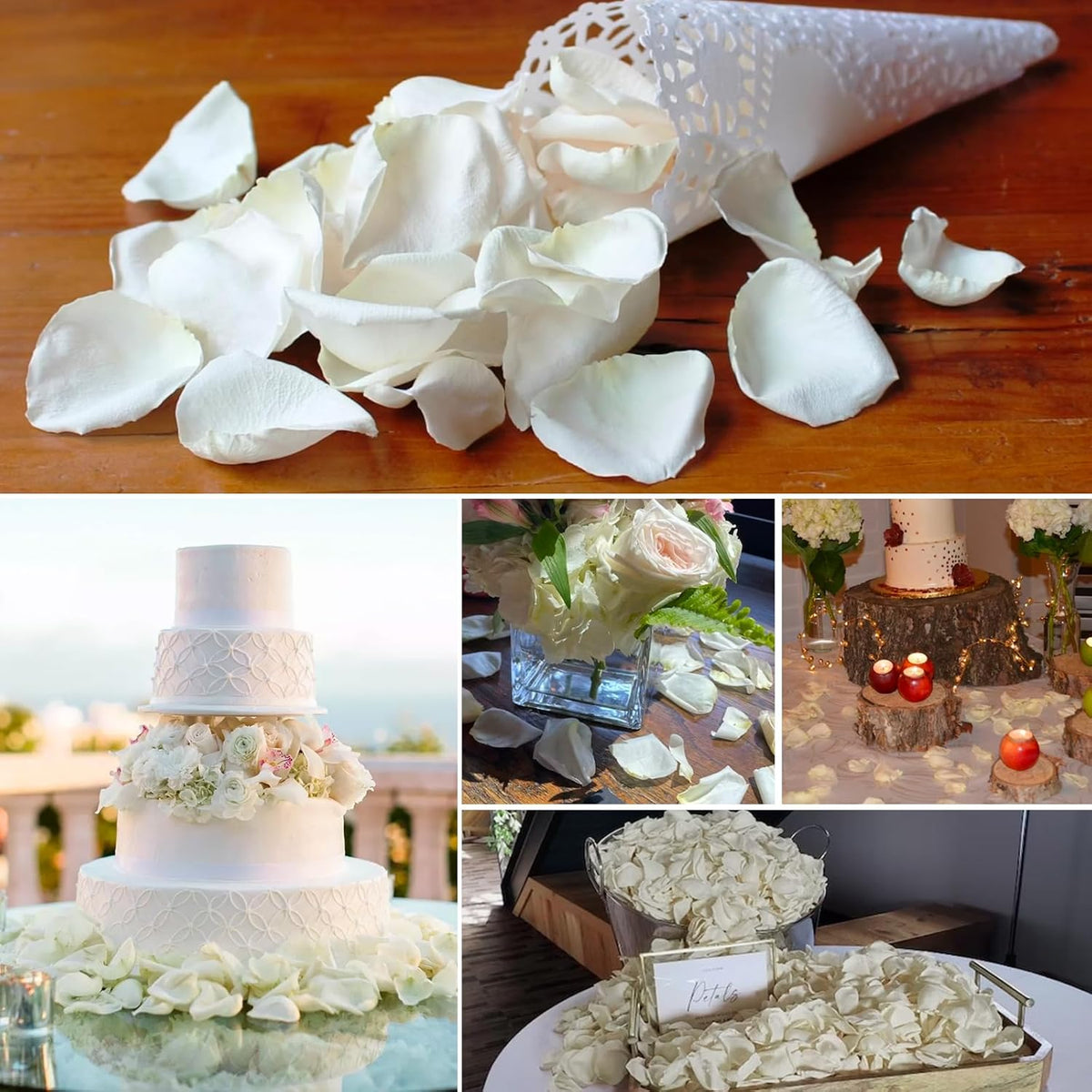 Dried Real White Rose Petals, Freeze Preserved Flower Petals 1.75oz for Valentine's Day Gifts