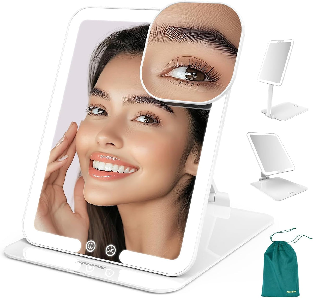Mocado Travel Makeup Mirror with Light - 7x5 Inches Tripple Folding Travel Mirror with Light, 3