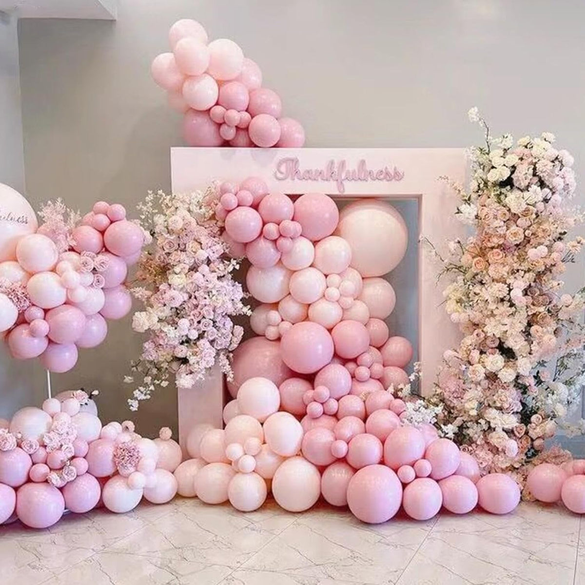 412pcs Pastel Pink Balloon Garland Arch Kit 18 12 10 5 Inch Different Sizes Light Pink Latex