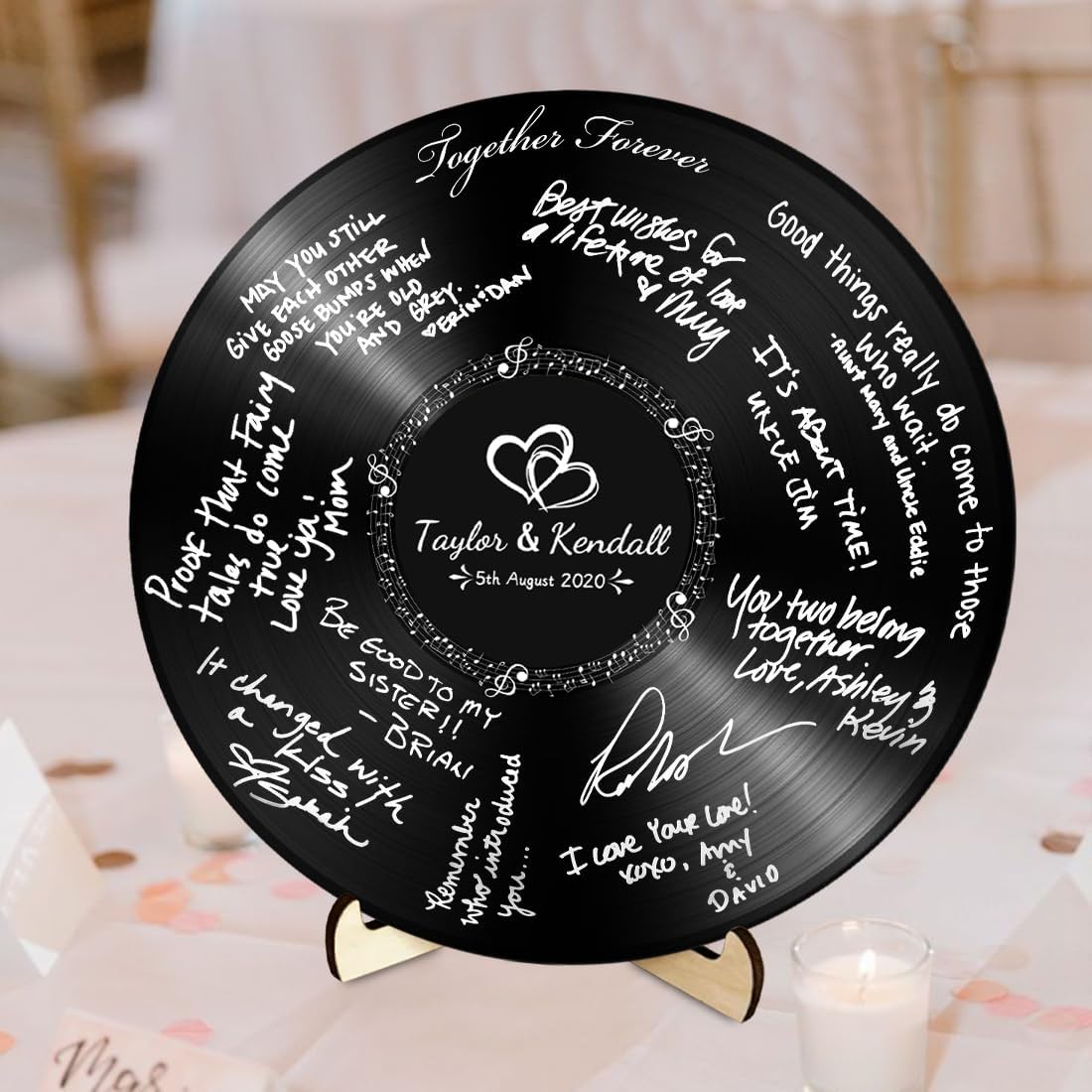 Personalized Vintage Record Guest Book Sign Custom Name Date Rustic Wedding Guest Book Alternative