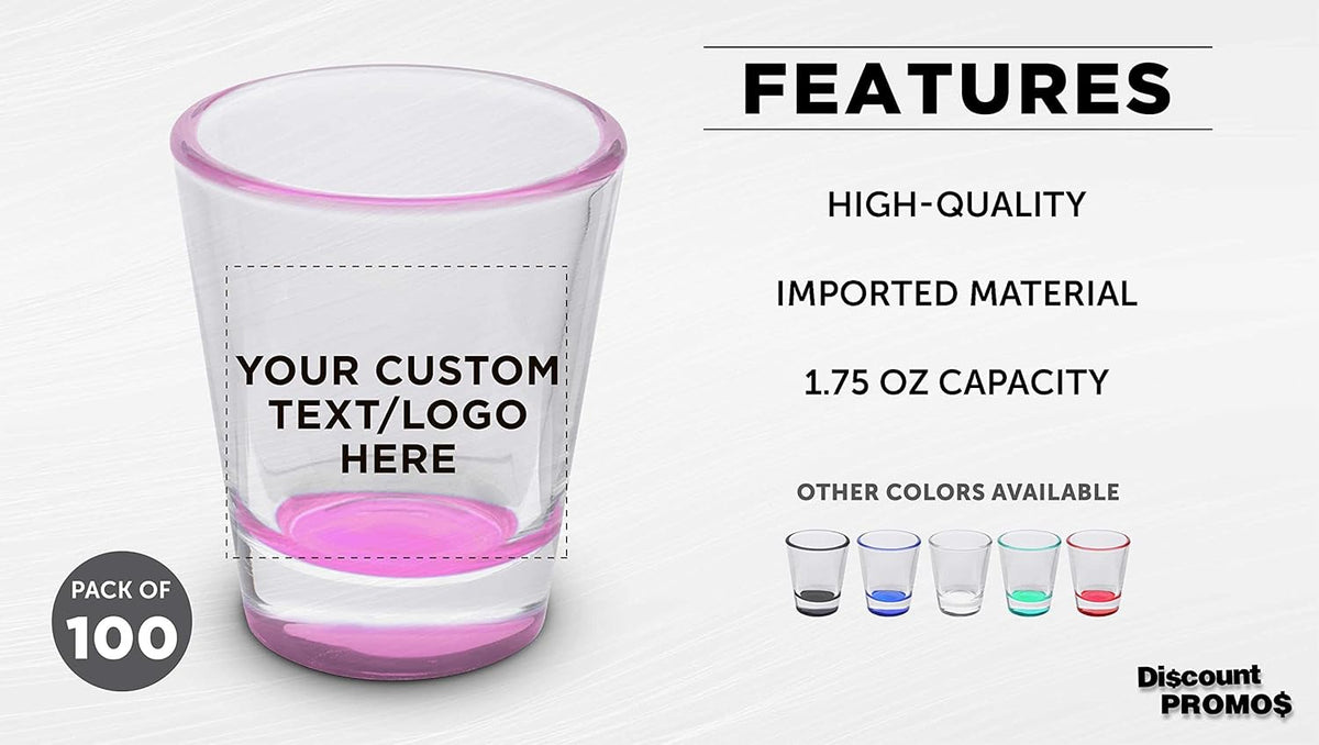 Custom Shot Glasses 1.75 oz. Set of 100, Personalized Bulk Pack - Great for Wedding Favors