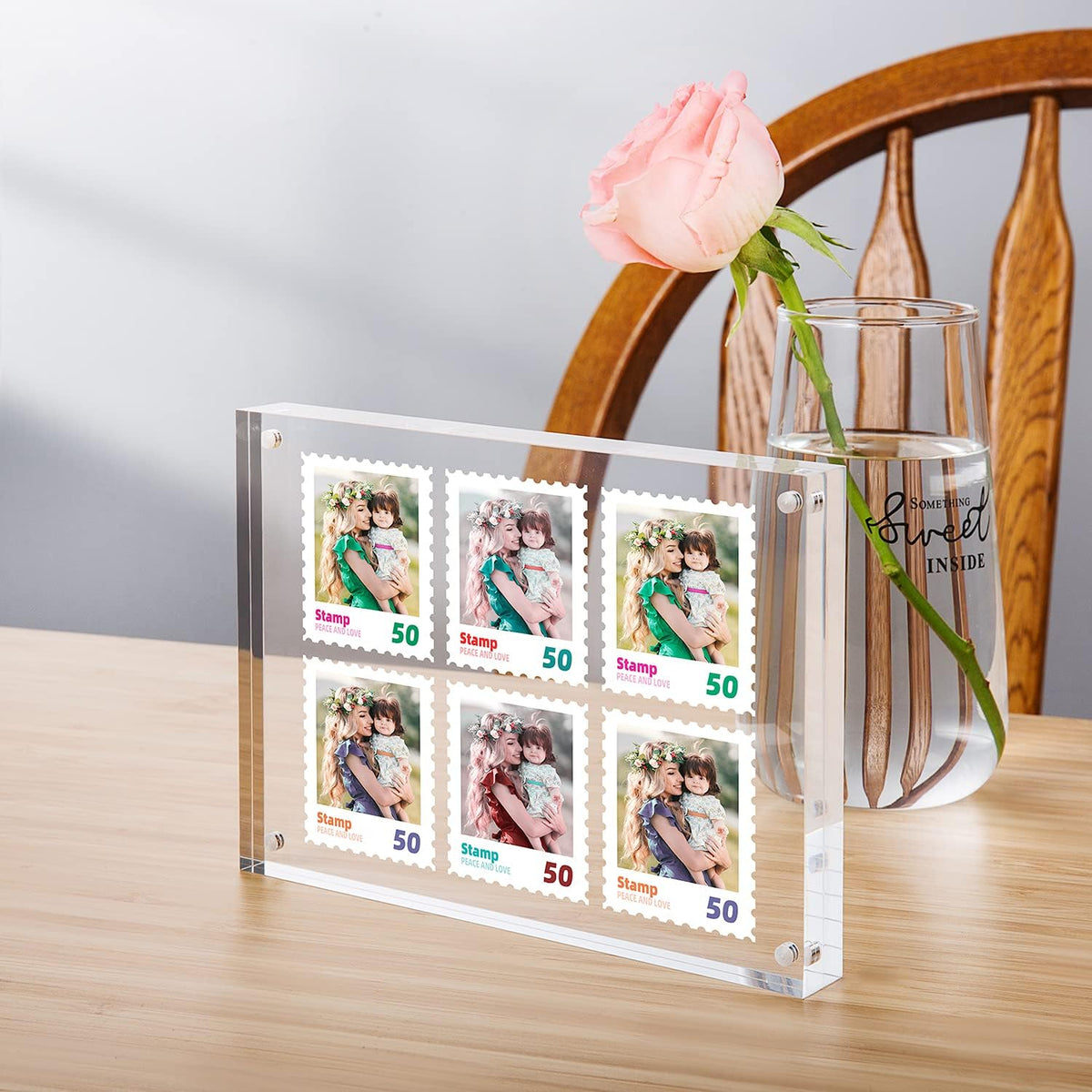 Acrylic Picture Frame, Clear Freestanding Double Sided 20mm Thickness Frameless Magnetic Photo