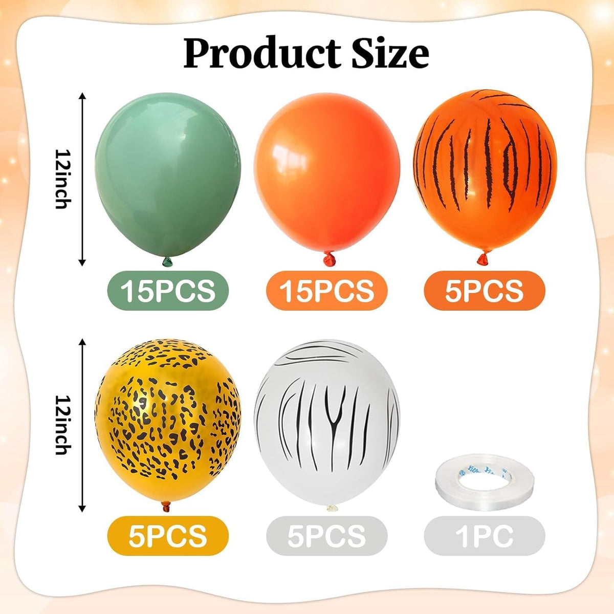 Safari Balloons, 12 Inch Jungle Animal Print Balloons, Tiger Leopard Zebra Print Jungle Safari