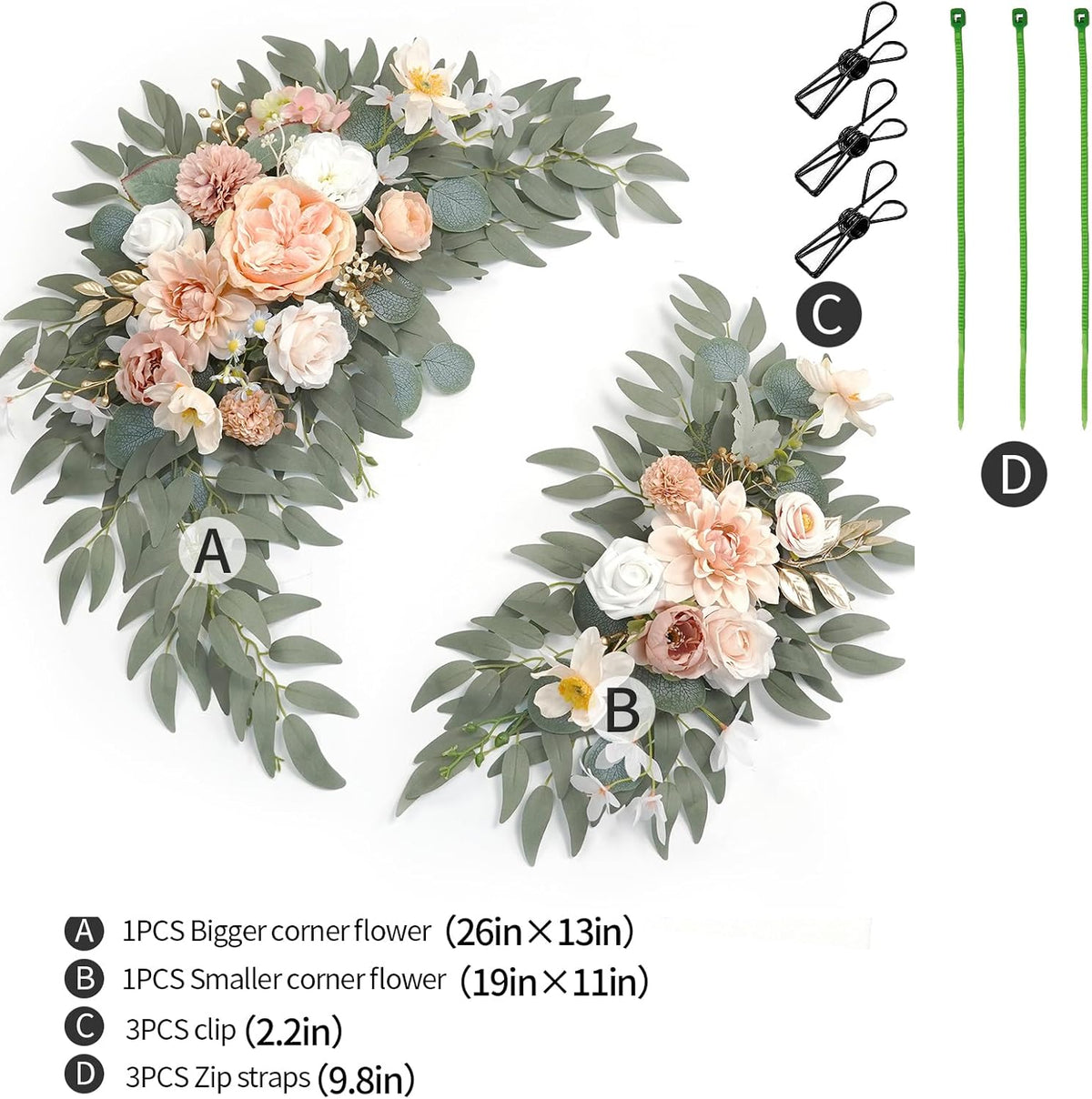 Faux Flower Swag Set of 2 for Wedding Welcome Signs Floral Swag Wedding Reception Ceremony Signs