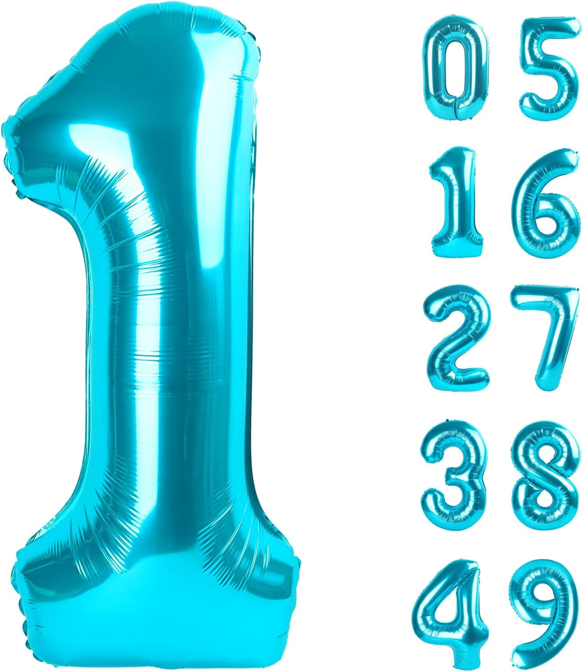 Blue Number 1 Balloon 40 inch, Number 1 Birthday Balloon for Boy Girl, Blue Foil One Balloon for