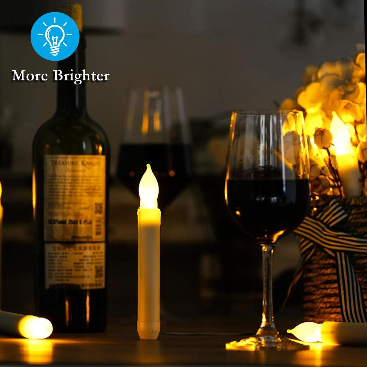 Amagic 12pcs Batteries Operated Taper Candles with Remote, Warm White Flickering Light, Flameless