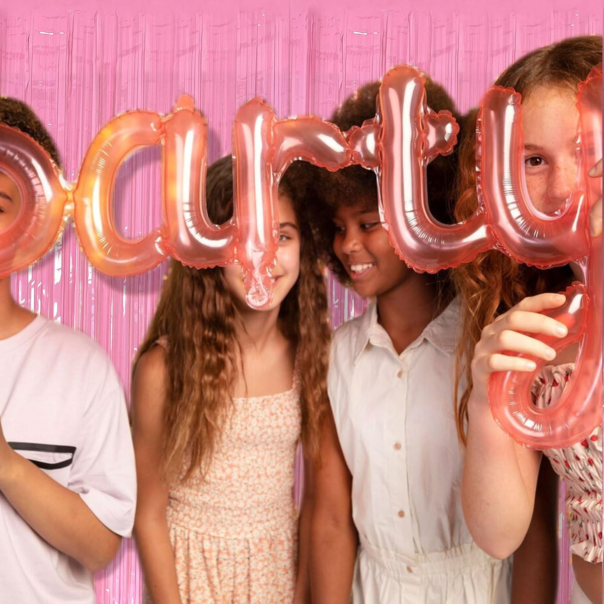 10 Pack Foil Curtain Pink Backdrop Streamers Metallic Tinsel Fringe Curtains Photo Booth Props for